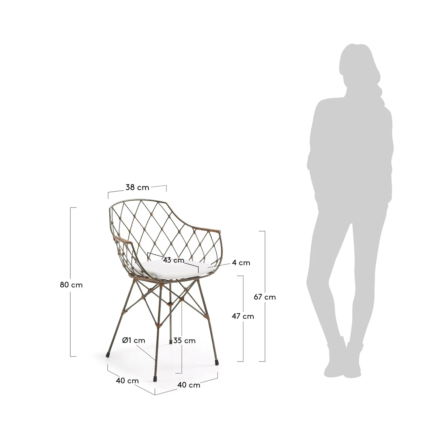 Kave Home Endora Esszimmerstuhl mit Armlehnen Rattan