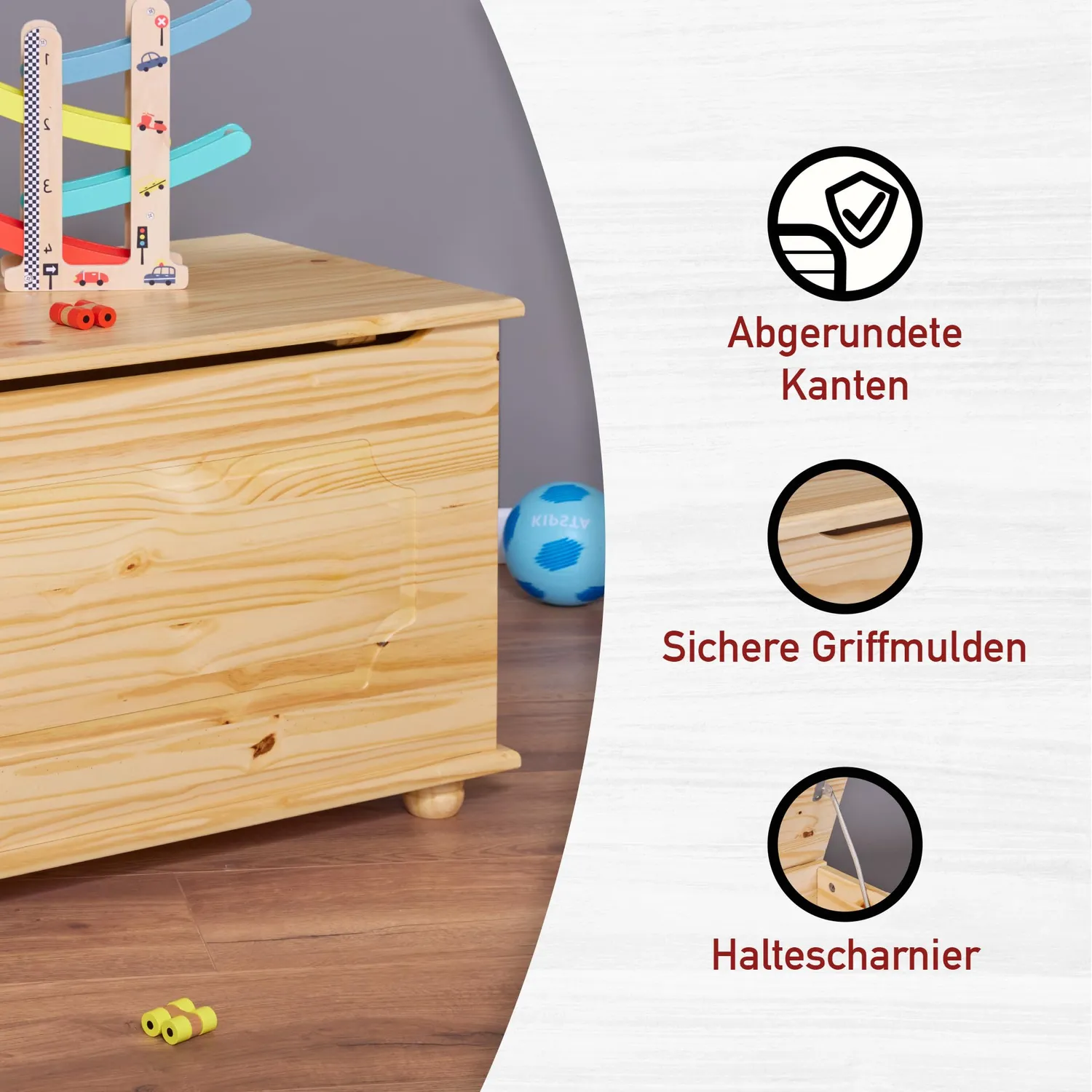 Inter Link Emel Spielzeugtruhe Natur Kiefer massiv