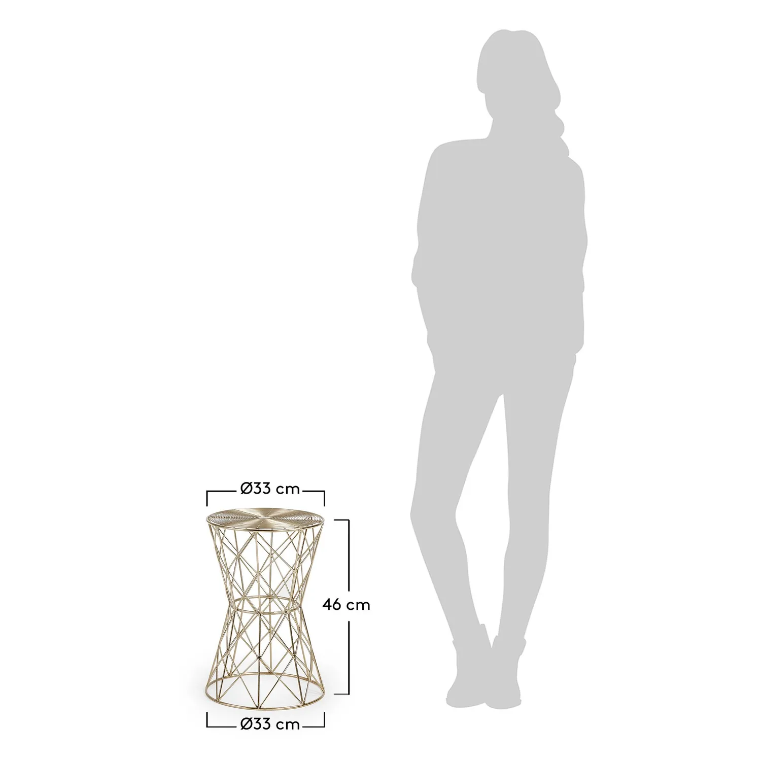 Kave Home Iode Beistelltisch rund Ø 33 cm Gold Stahl