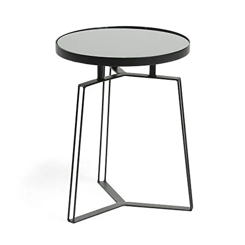 Kave Home Radim Beistelltisch Ø40 cm Glas Schwarz