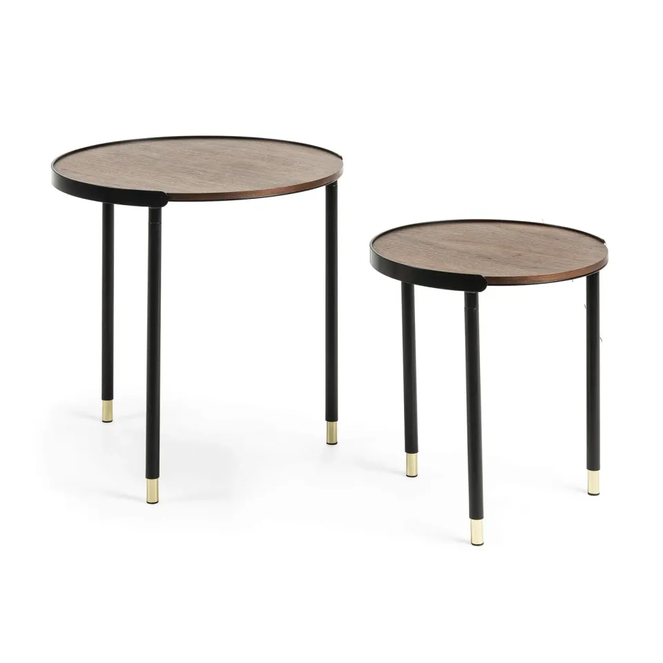 Kave Home Anabel Beistelltisch Set 2-teilig Nussbaum Ø50/38