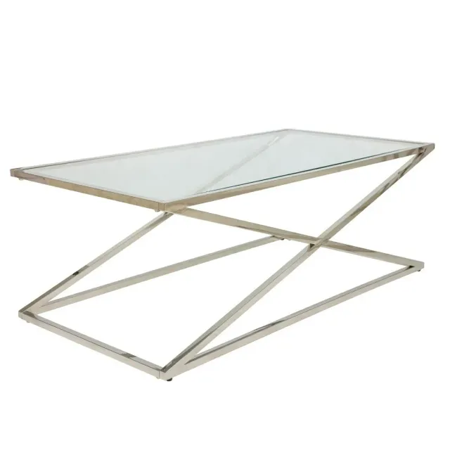 HOWHOMELY Saliba Beistelltisch Glas Edelstahl