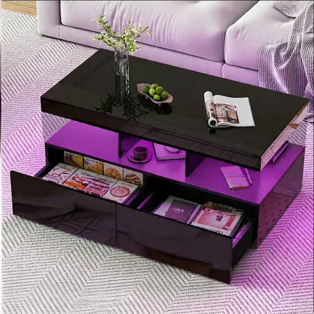 In And OutdoorMatch Couchtisch 104x53 cm mit LED 2 Laden