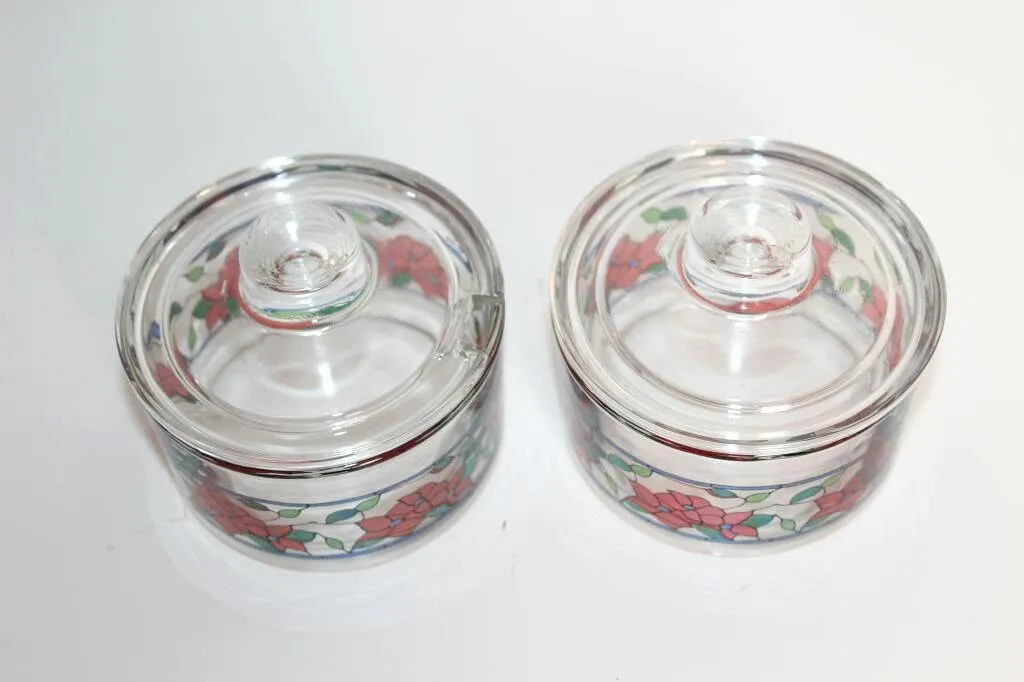Mon Ami(e) Vintage Set aus zwei Vorratsdosen Glas Rosendekor