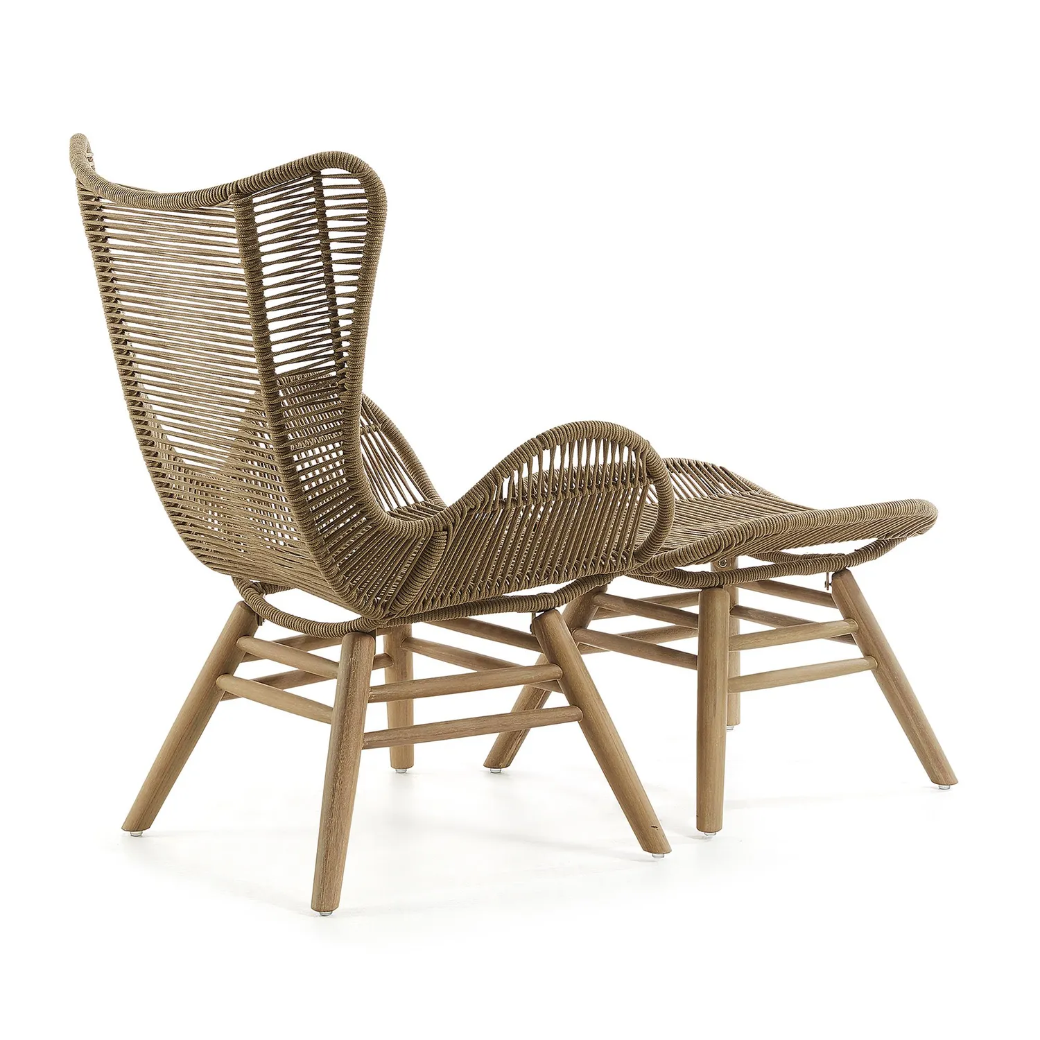Kave Home Zabel Sessel Eukalyptus mit Hocker