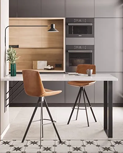 Kave Home Zeva Barhocker 75 cm Kunstleder Hellbraun