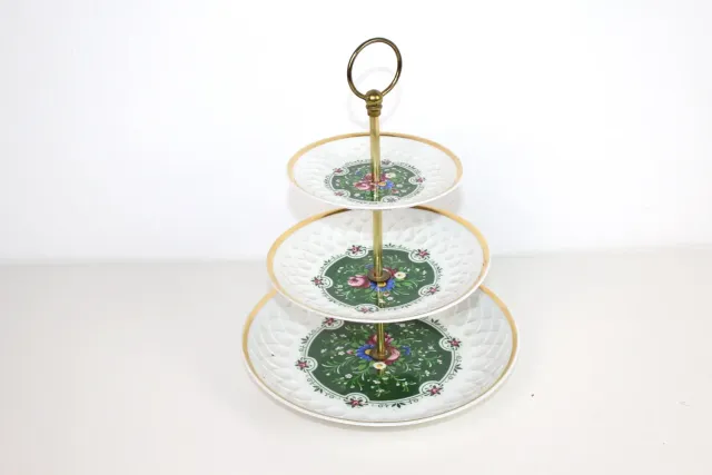 Mon Ami(e) Vintage Vintage-Etagere aus Porzellan, 3-stöckig, Gold
