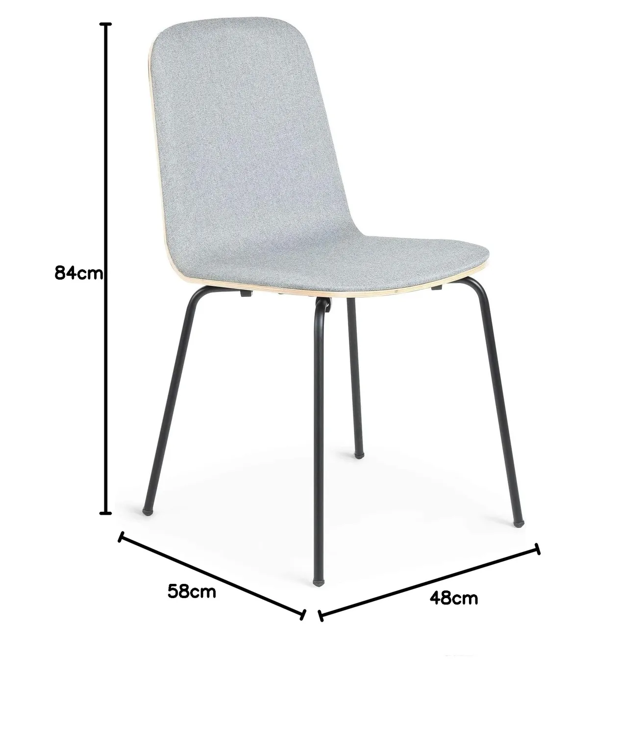 Kave Home Canele Stuhl grau Eiche Metallgestell