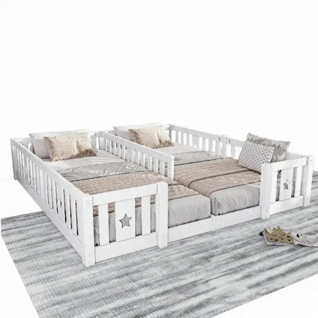 In And OutdoorMatch Kinder-Bodenbett Holz Rausfallschutz