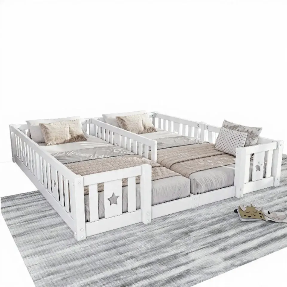 In And OutdoorMatch Kinder-Bodenbett Holz Rausfallschutz