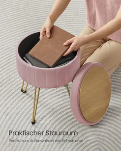 In And OutdoorMatch Sitzpouf mit Stauraum Samt Metallbeine