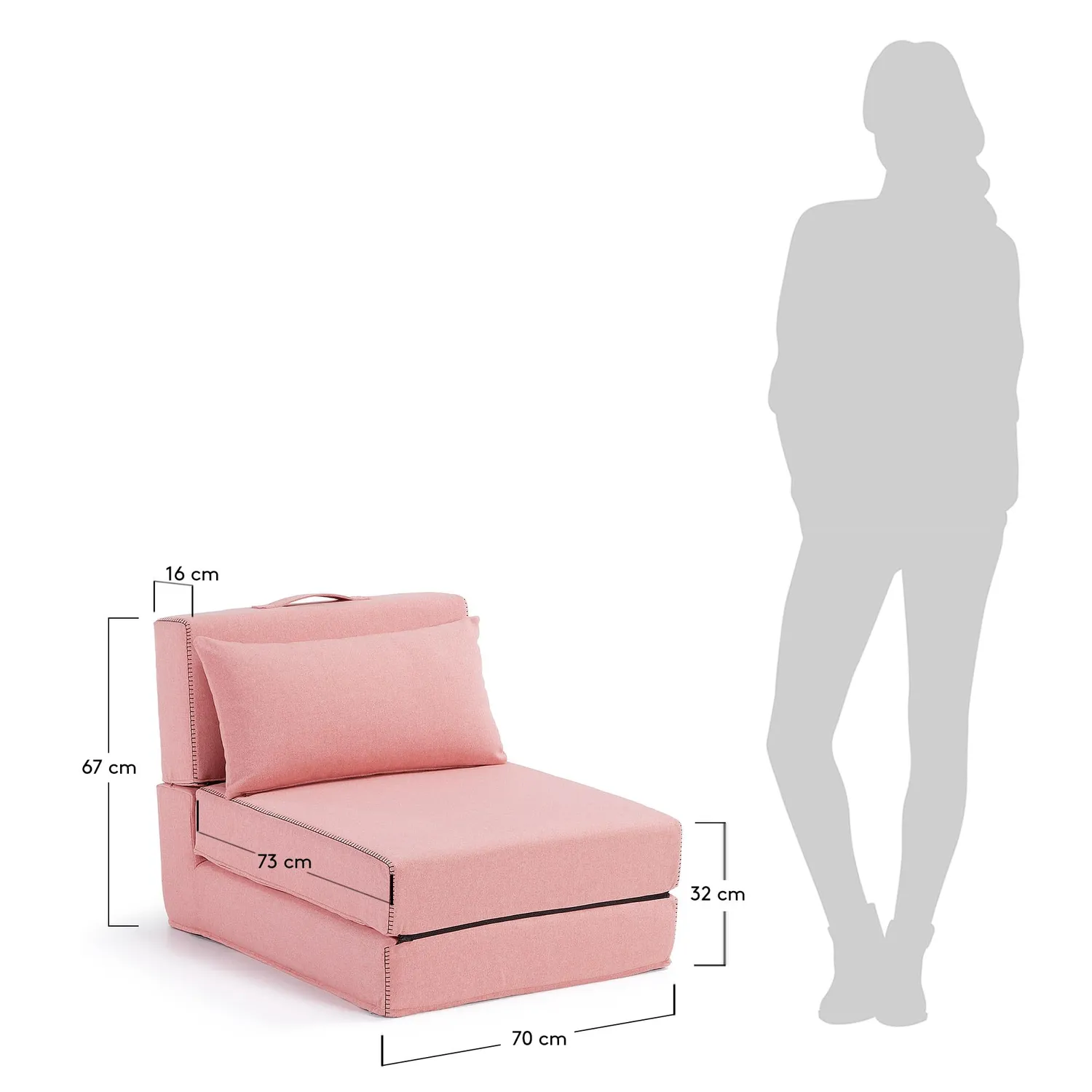 Kave Home Arty Schlafsessel rosa 70 x 185 cm Teflon