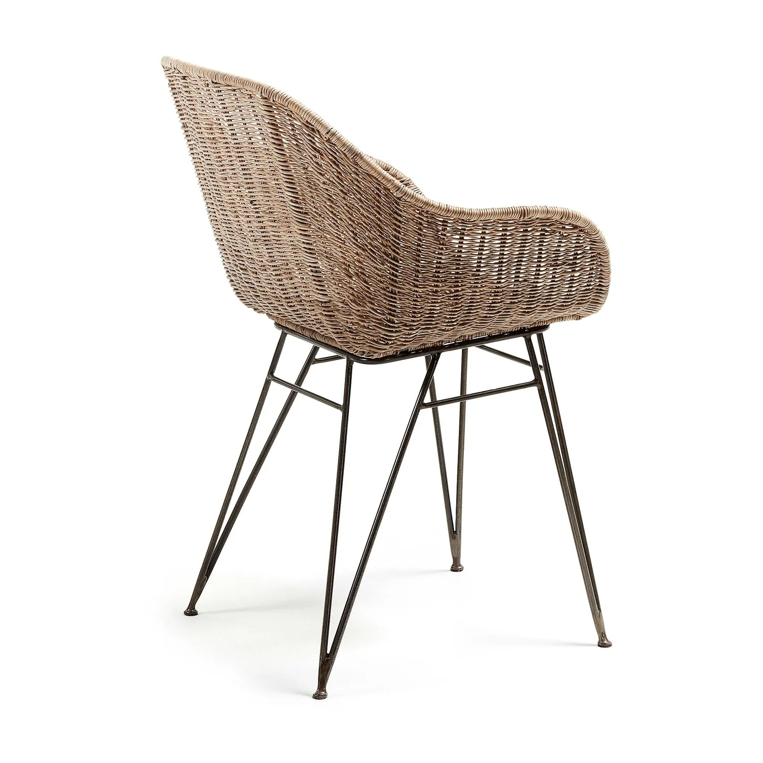 Kave Home Chart Esszimmerstuhl Rattan natur mit Stahlbeinen
