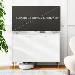 In And OutdoorMatch Sideboard 3 Türen Weiß Goldbeine