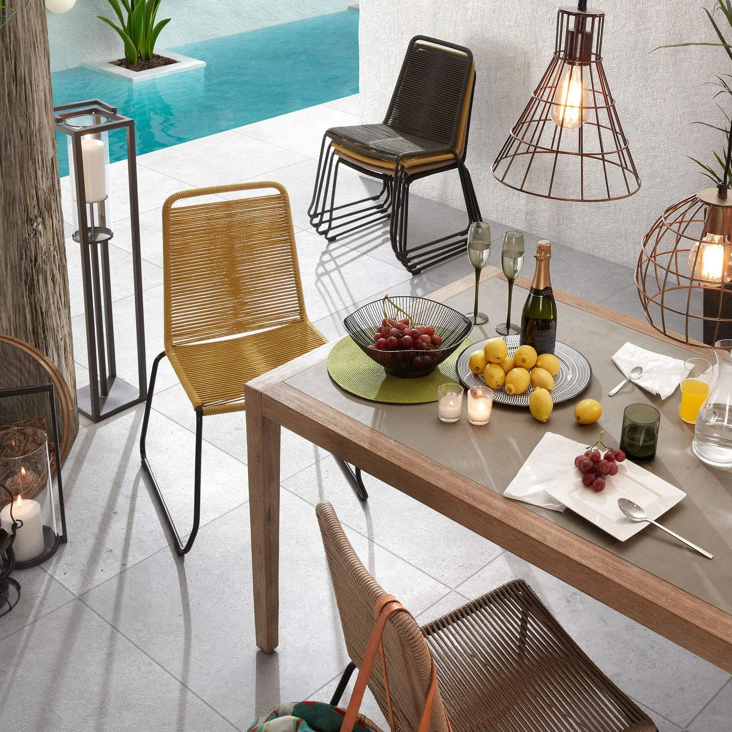 Kave Home Vetter Esstisch 160x90 Zement Eukalyptus