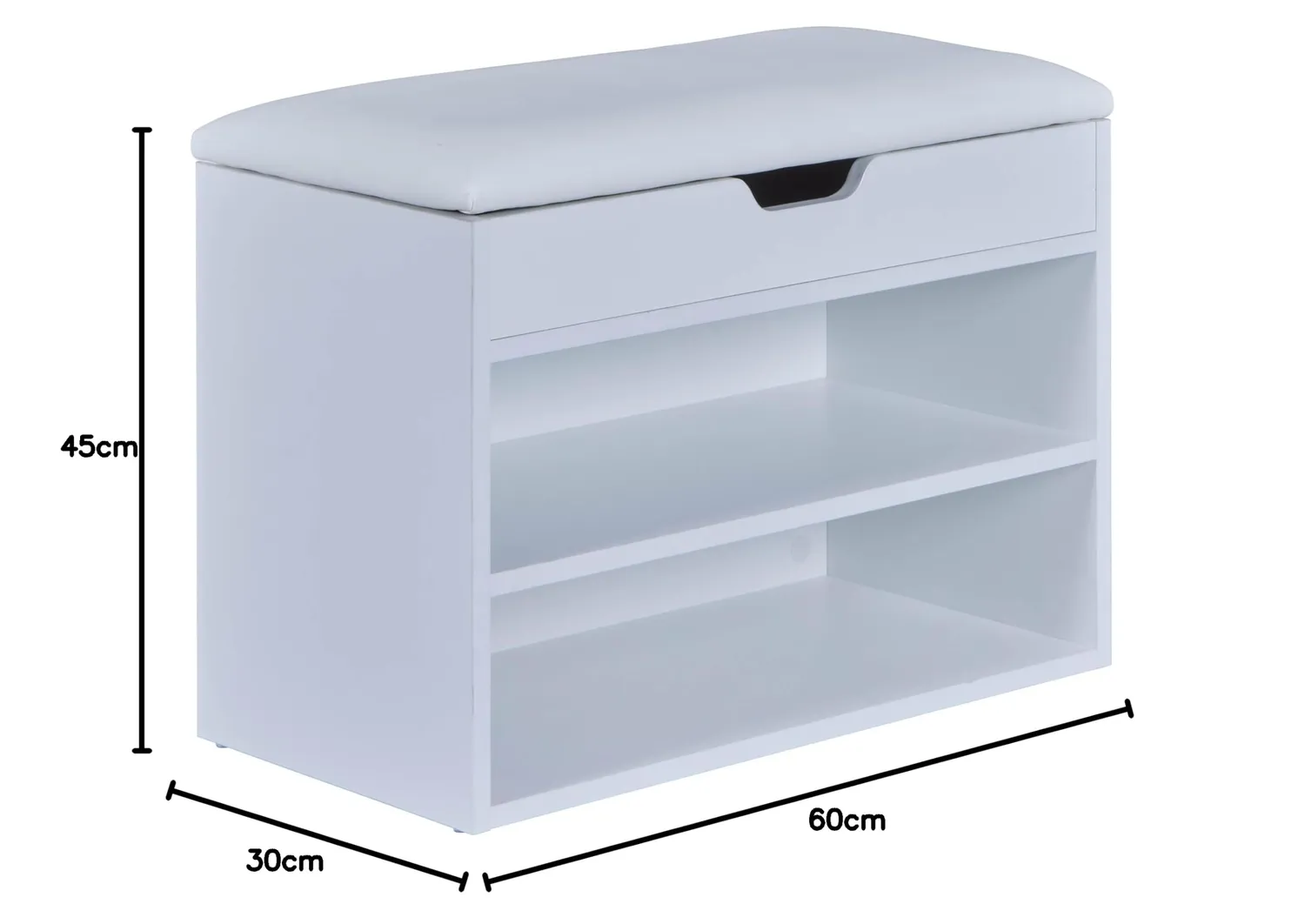Inter Link Scilla Schuhbank 60 cm weiß gepolstert