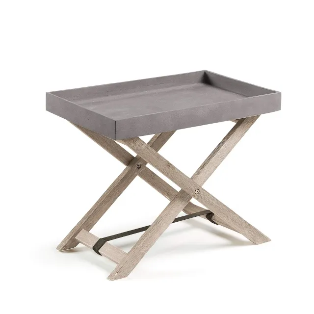 Kave Home Merida Klapptisch 55 x 35 cm Akazienholz Beton