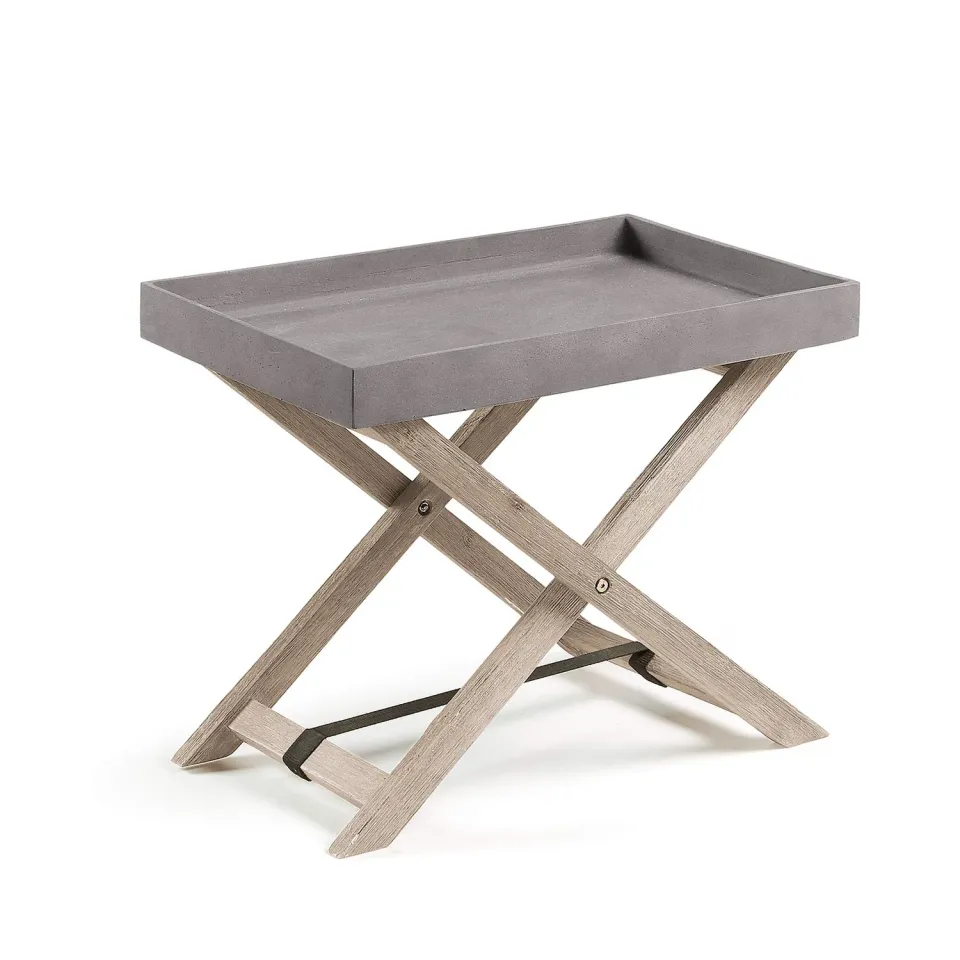 Kave Home Merida Klapptisch 55 x 35 cm Akazienholz Beton