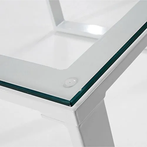 Kave Home Sivan Couchtisch 60 x 60 cm Klarglas Weiß