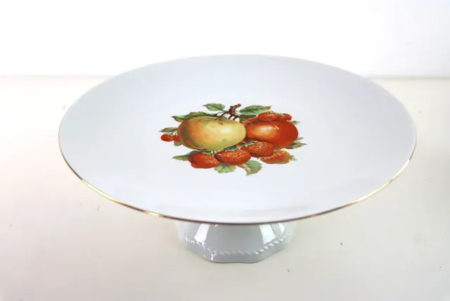 Mon Ami(e) Vintage Teller mit Fuß Porzellan Obstdekor 29,5 cm