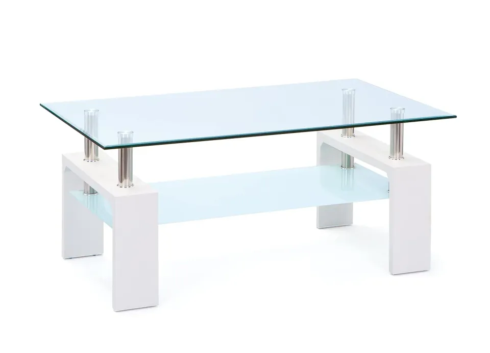 Inter Link Alva Couchtisch 100 x 60 x 45 cm Weiß Sicherheitsglas