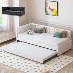 In And OutdoorMatch Schlafsofa Velours 90x200 Grau-Weiß