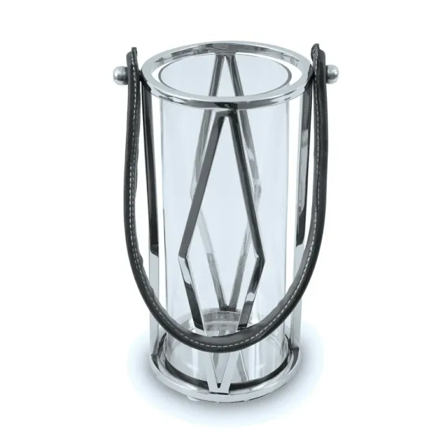 HOWHOMELY Premium Lampion Edelstahl Glas Silber