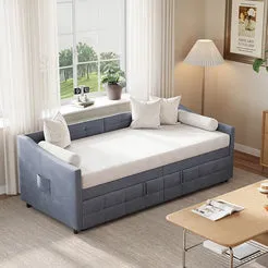 In And OutdoorMatch Schlafsofa Grau 90x200cm ausziehbar