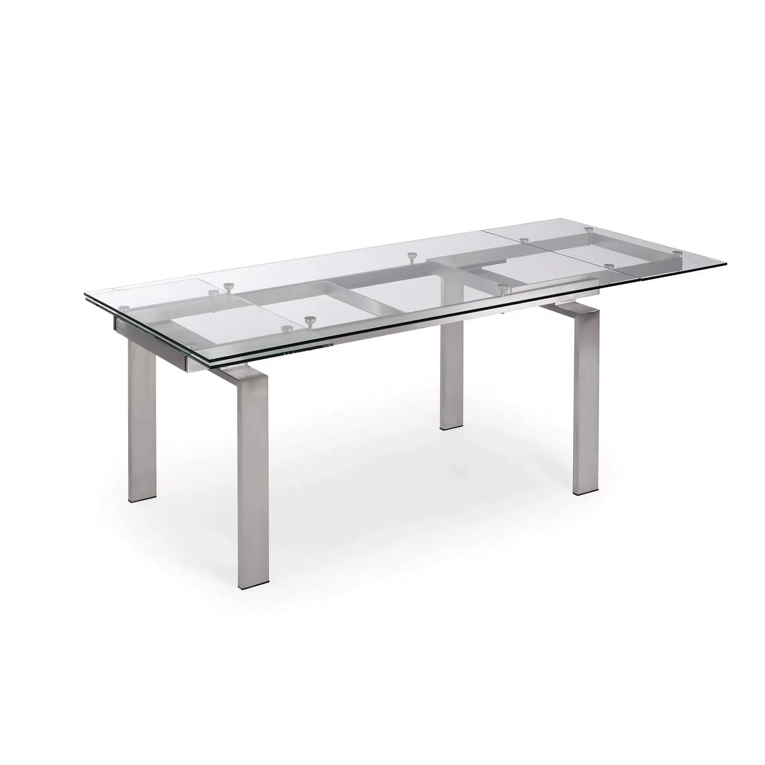 Kave Home Nara Ausziehtisch rechteckig aus Glas 160–240 cm
