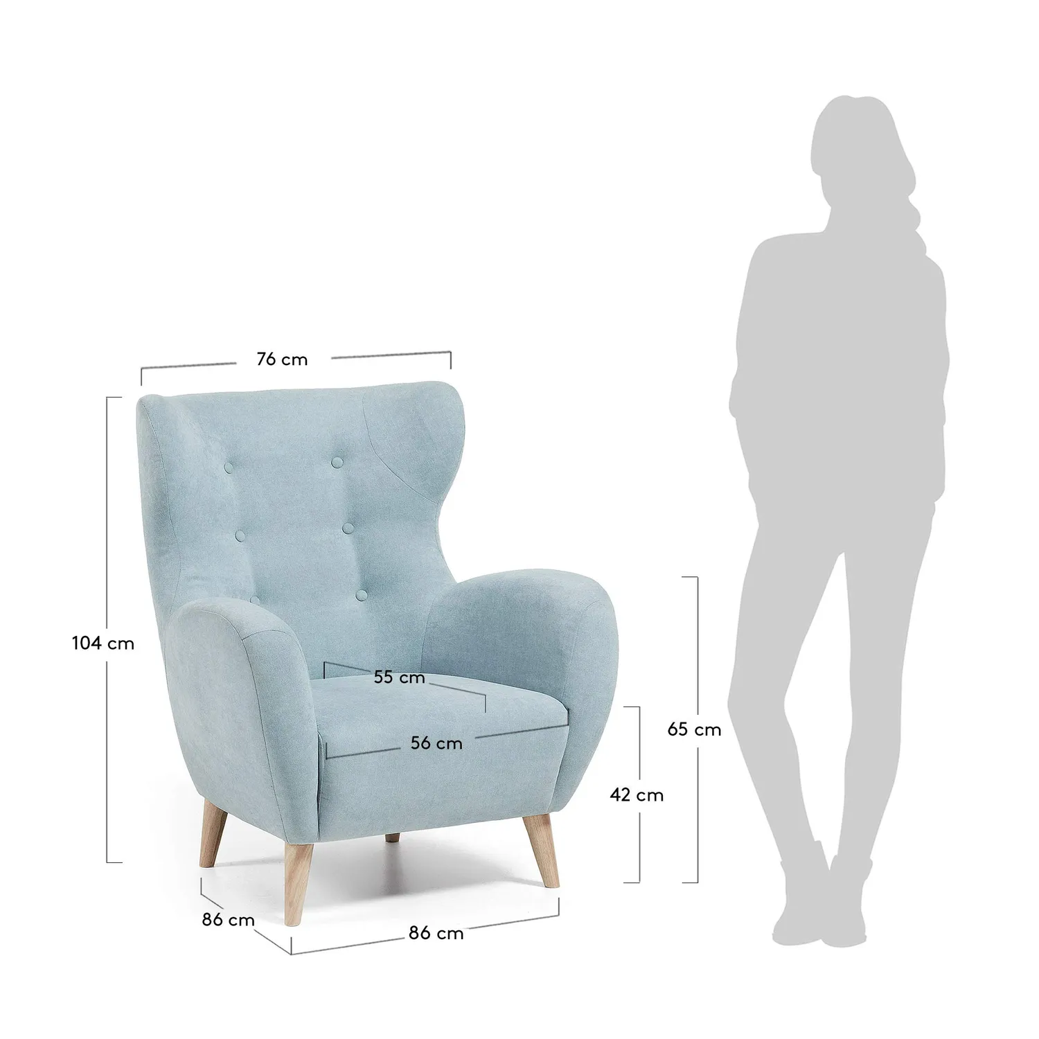 Kave Home Patio Ohrensessel aus Stoff