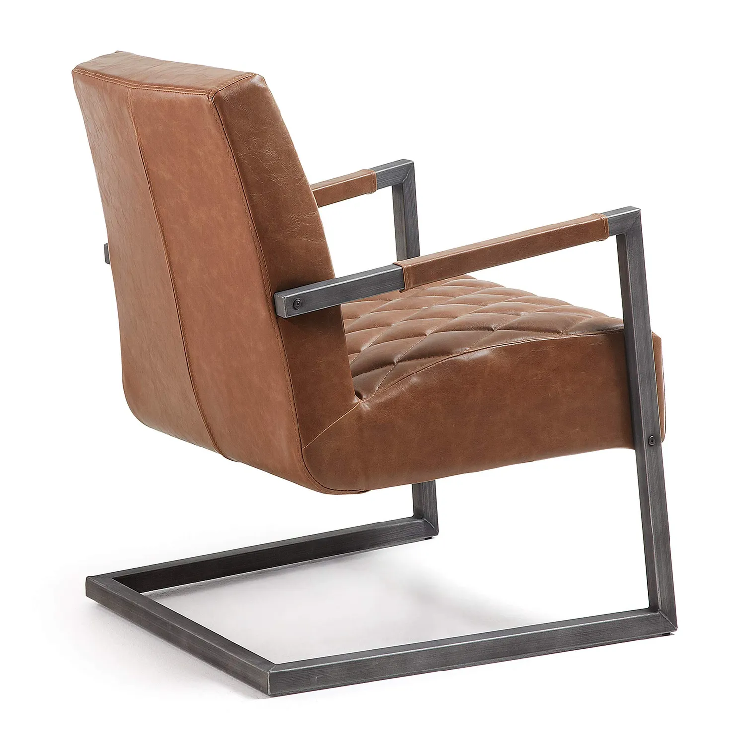Kave Home Trans Sessel braun Kunstleder Stahl