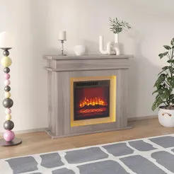 In And OutdoorMatch Elektrokamin Weiß Eiche 101 cm 3D-Flamme