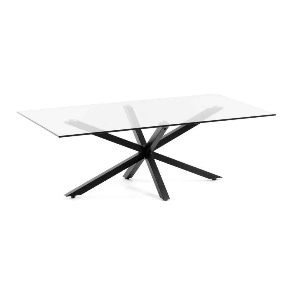 Kave Home Argon Couchtisch 130x70 cm Glas Schwarz