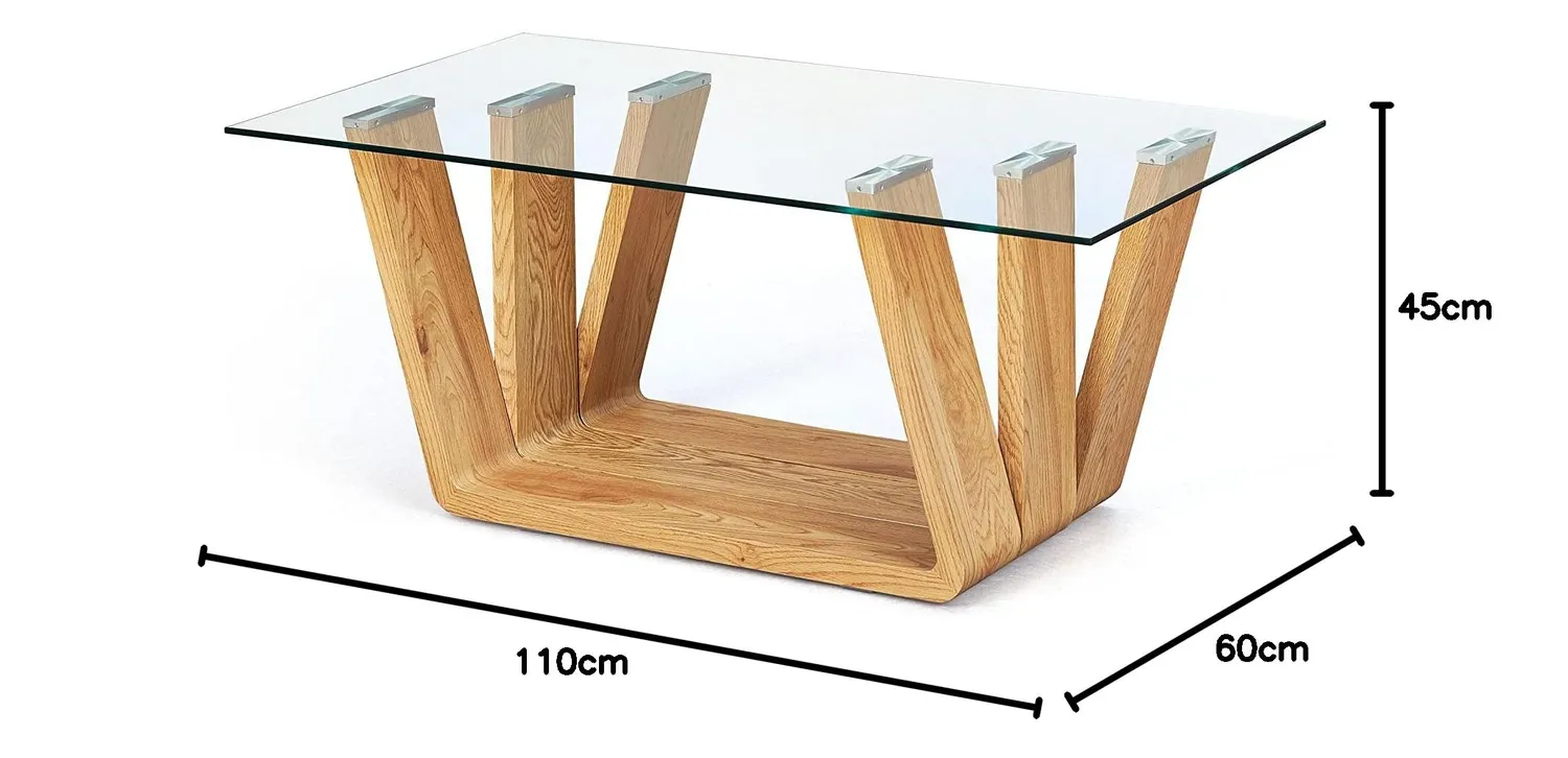 Inter Link Nani Couchtisch Glas Wildeiche 110x60x45 cm