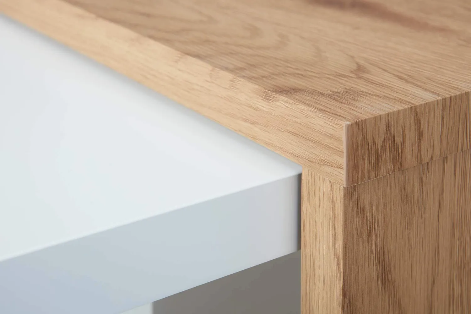 Inter Link Joliet Couchtisch weiß Wildeiche Rollen MDF