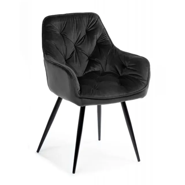HOWHOMELY Hana Schwarz Stuhl Schwarz Samt