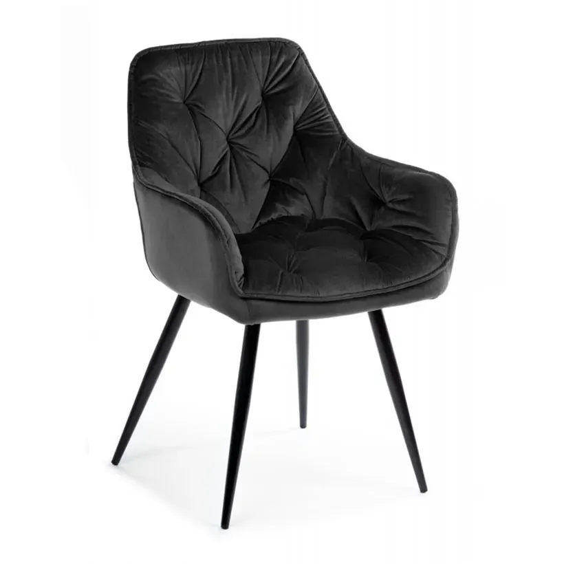 HOWHOMELY Hana Schwarz Stuhl Schwarz Samt