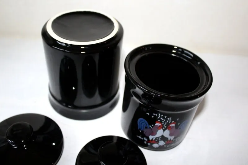 Mon Ami(e) Vintage Vorratsdosen Keramik schwarz Hühner 2er-Set