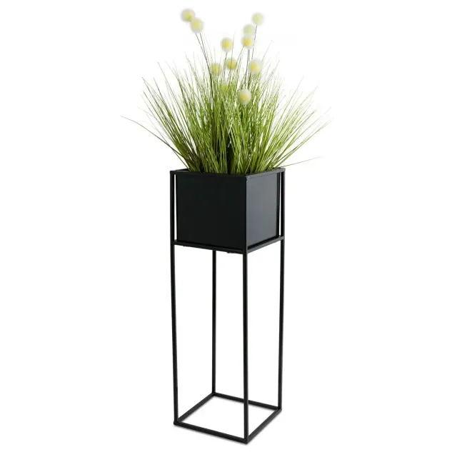 HOWHOMELY Blumentisch 70 cm Schwarz Metall