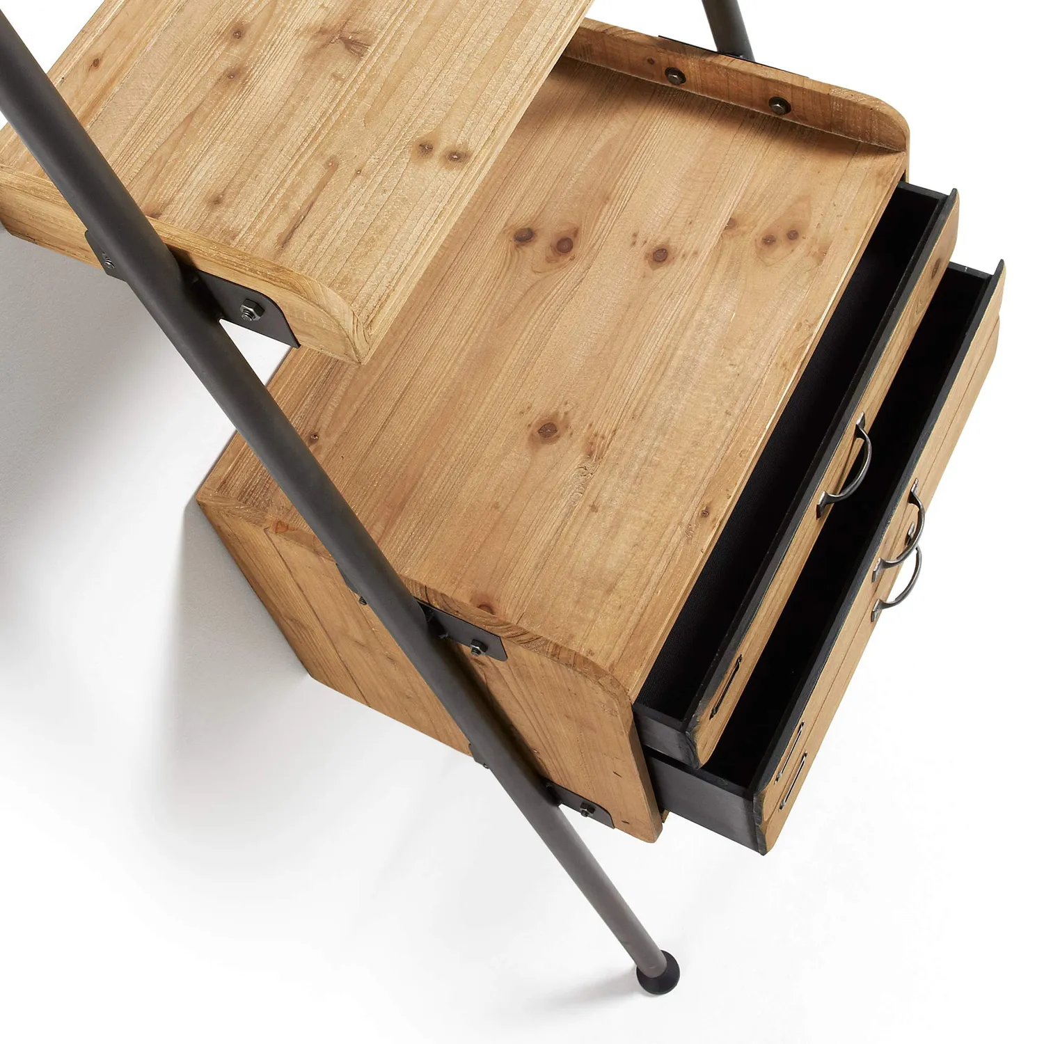 Kave Home Mobela Leiterregal 67x200 Tanne schwarz