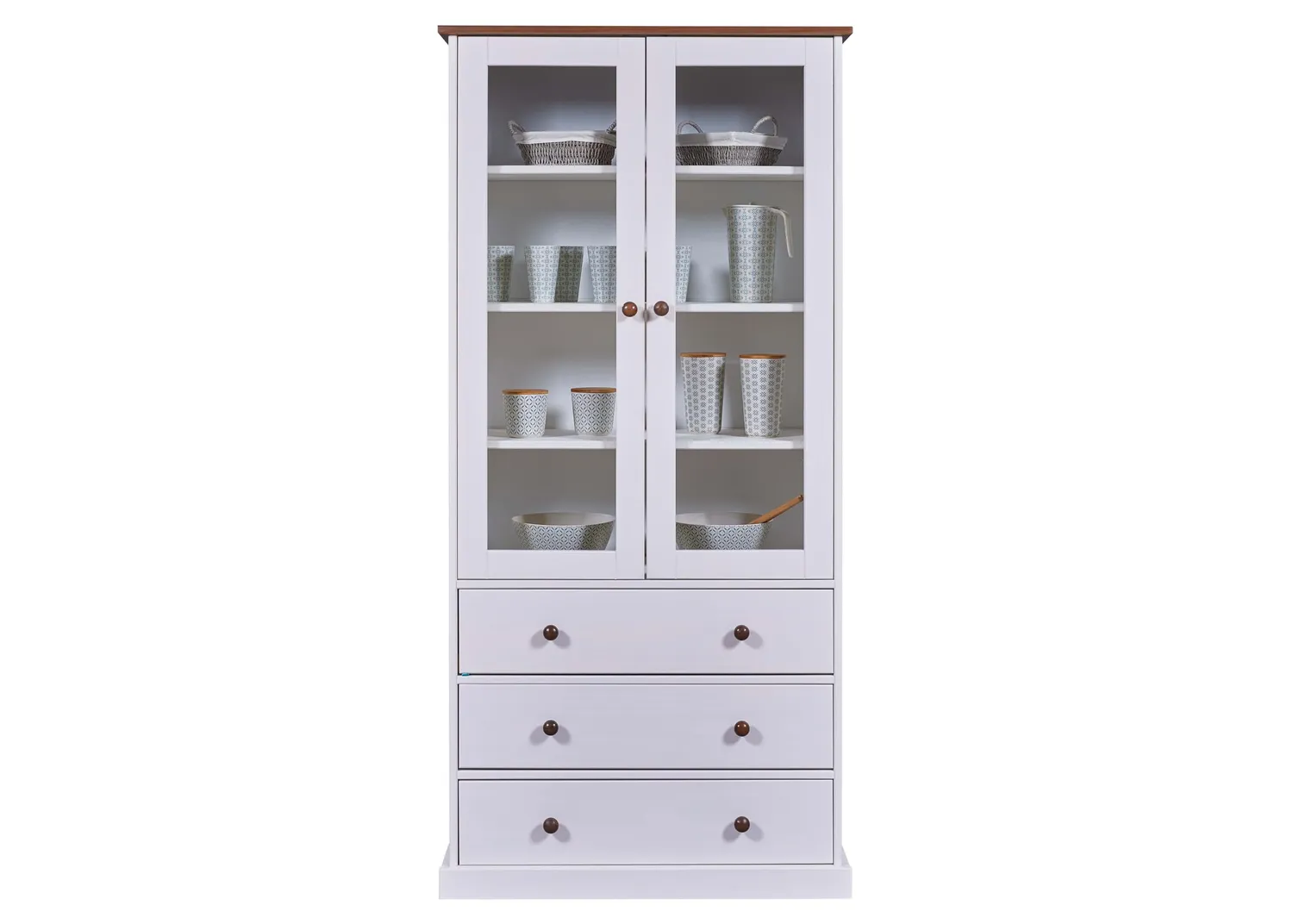 Inter Link Westerland 10 Vitrinenschrank 90 cm Weiß Kiefer