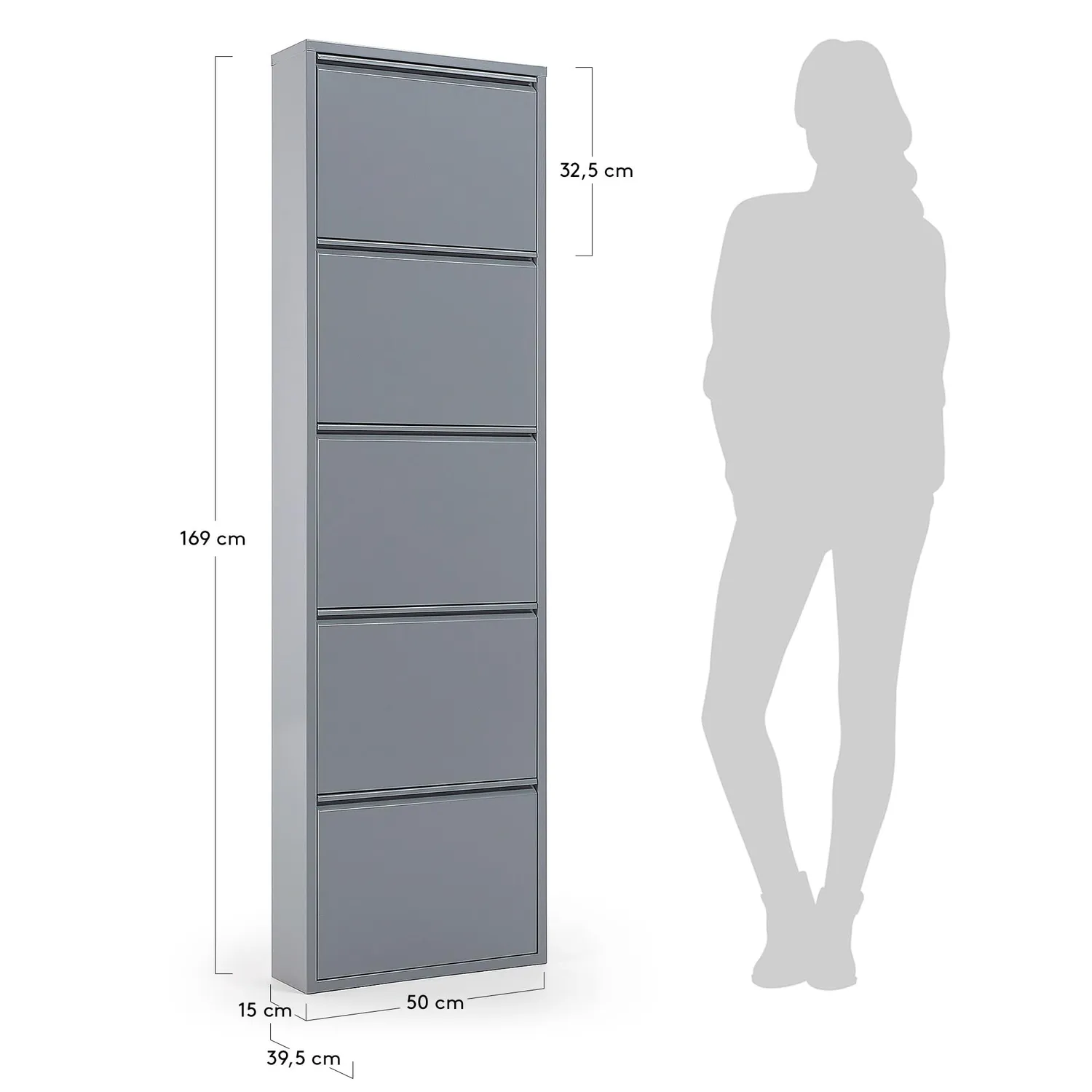 Kave Home 8,43E+12 Schuhschrank 5 Fächer grau