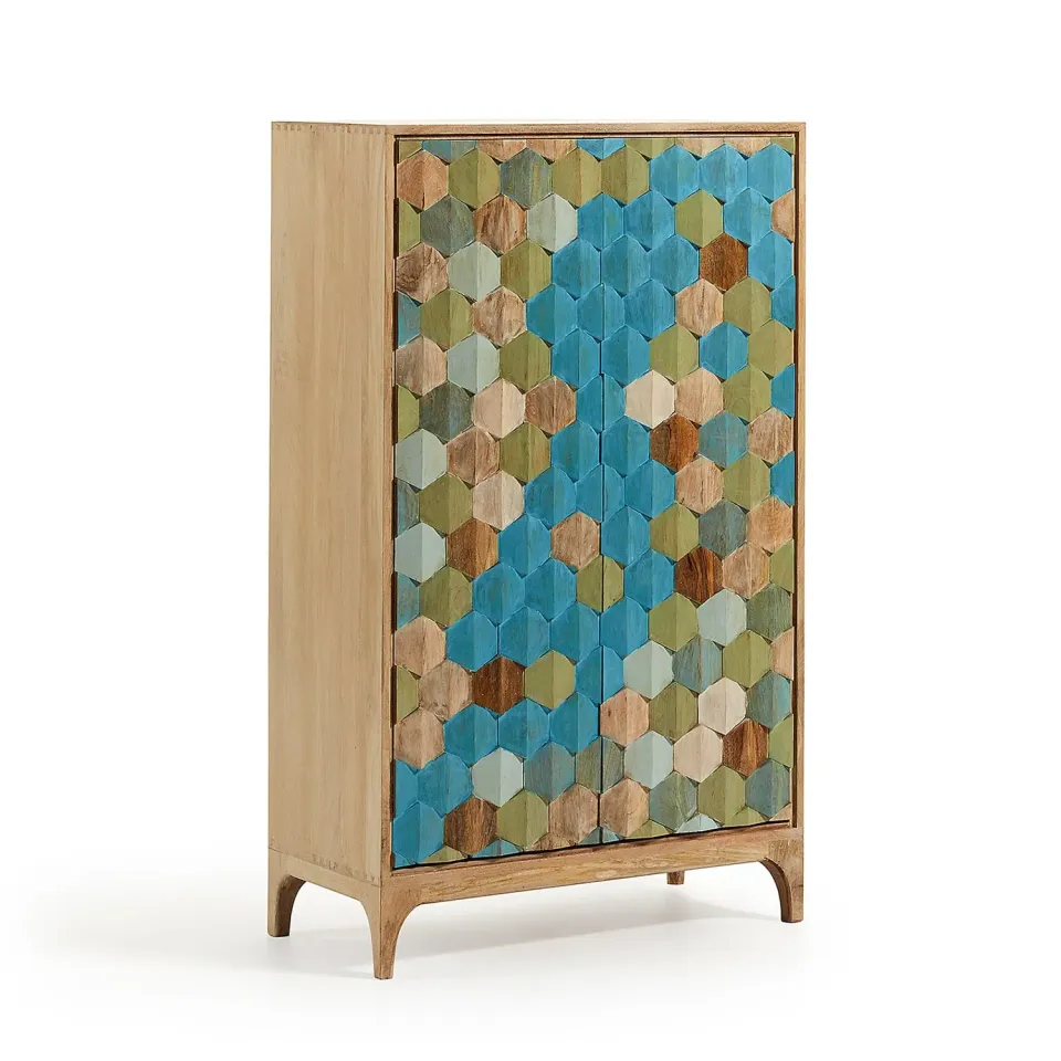Kave Home Kyle Kleiderschrank 85x140 mehrfarbig 2-türig Massivholz