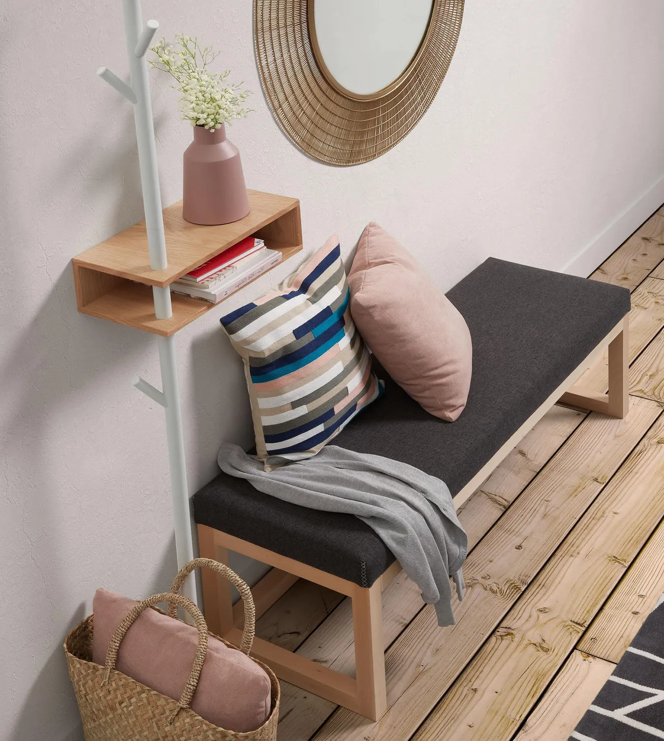 Kave Home Benny Kleiderständer weiß 175 cm Eiche
