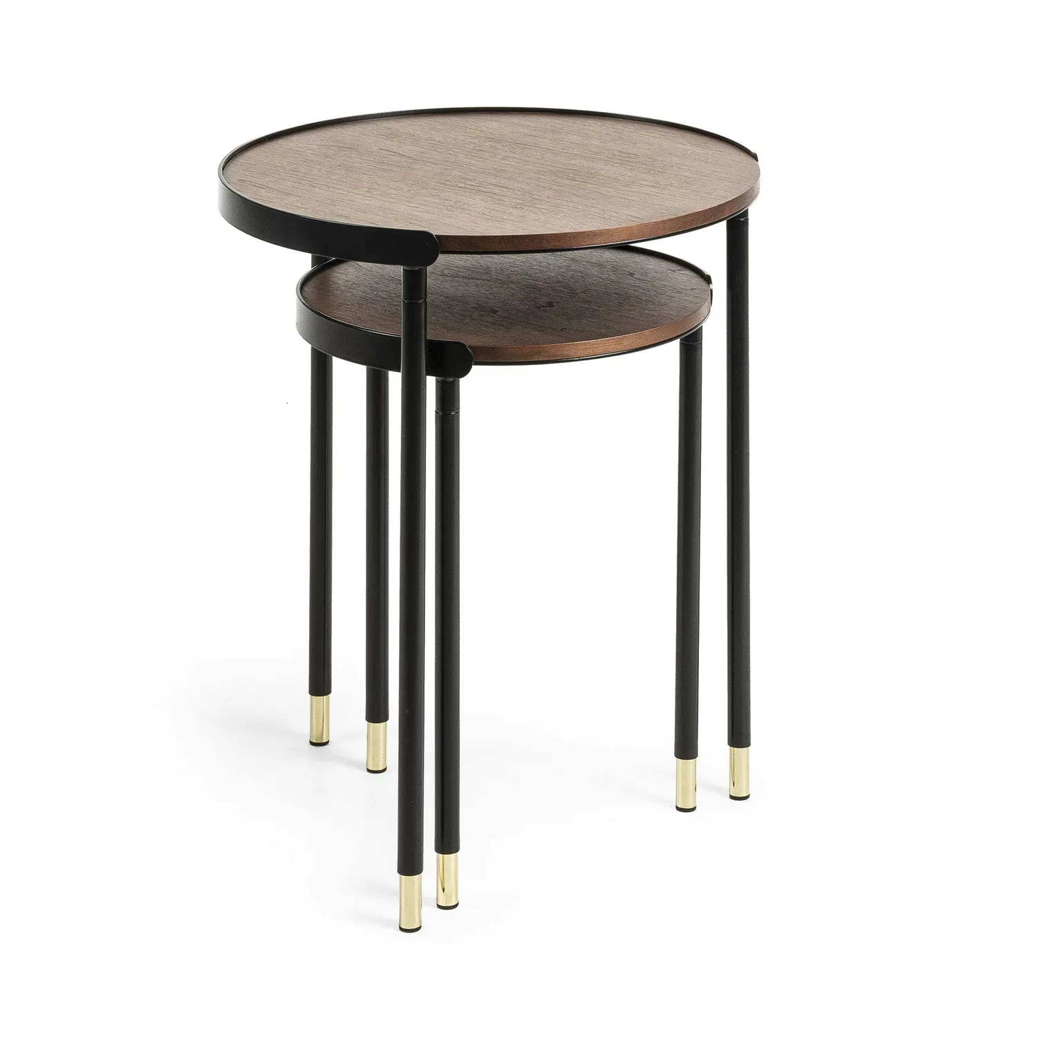 Kave Home Anabel Beistelltisch Set 2-teilig Nussbaum Ø50/38