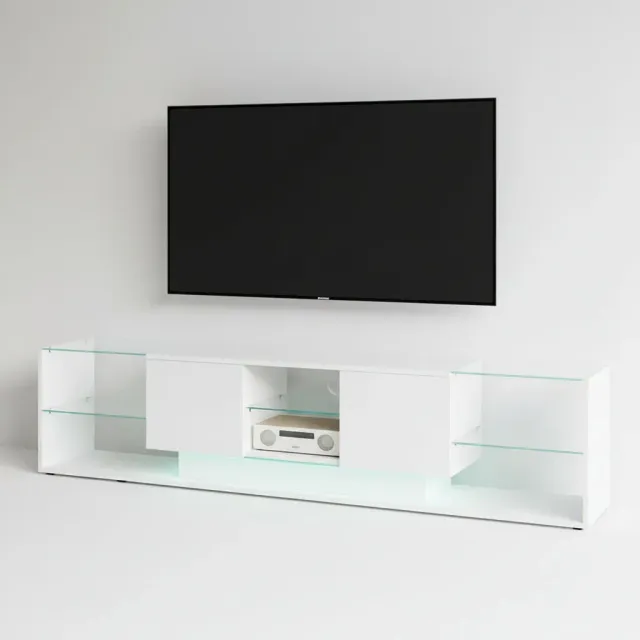 In And OutdoorMatch TV-Lowboard 200cm LED Holz Weiß
