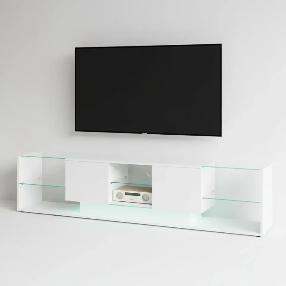 In And OutdoorMatch TV-Lowboard 200cm LED Holz Weiß