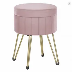 In And OutdoorMatch Sitzhocker Samt mit Stauraum Metallbeine