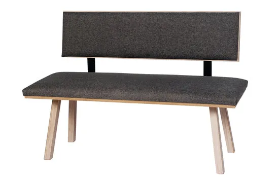 Kundler Home Die Klassische Sitzbank 125 cm Grau mit Lehne