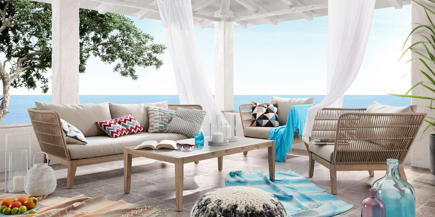 Kave Home Belleny 3-Sitzer Sofa beige Eukalyptus Outdoor